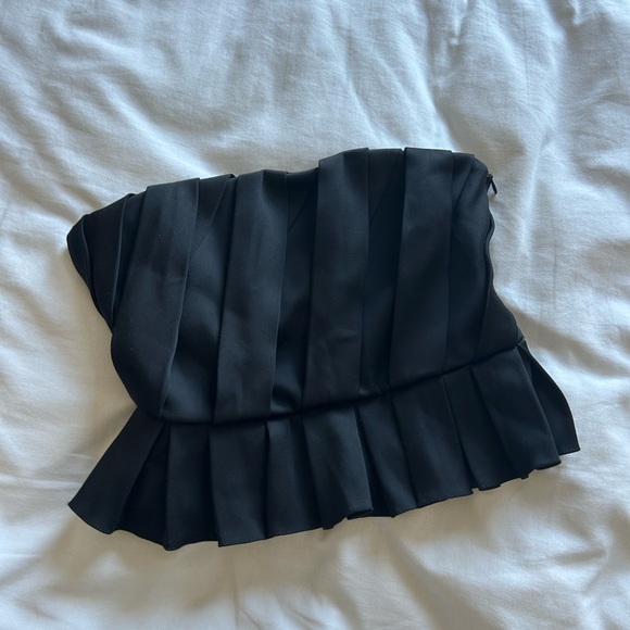 Zara Tops - Zara Black Strapless Pleated Peplum Top